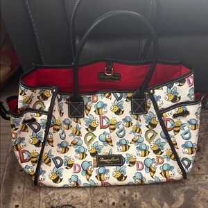 Dooney & Bourke Black and White Bee  Print Tote